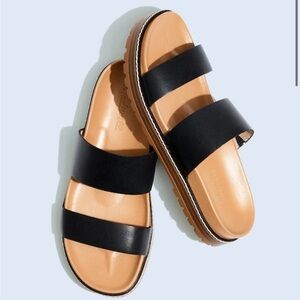 Madewell The Charley Double-Strap Slide Sandal in True Black